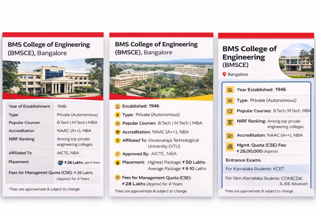BMS College of Engineering (BMSCE) Direct Management Quota Admission