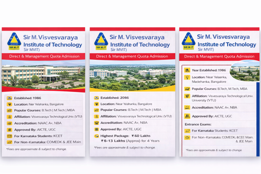 Sir M. Visvesvaraya Institute of Technology (Sir MVIT) Direct Management Quota Admission