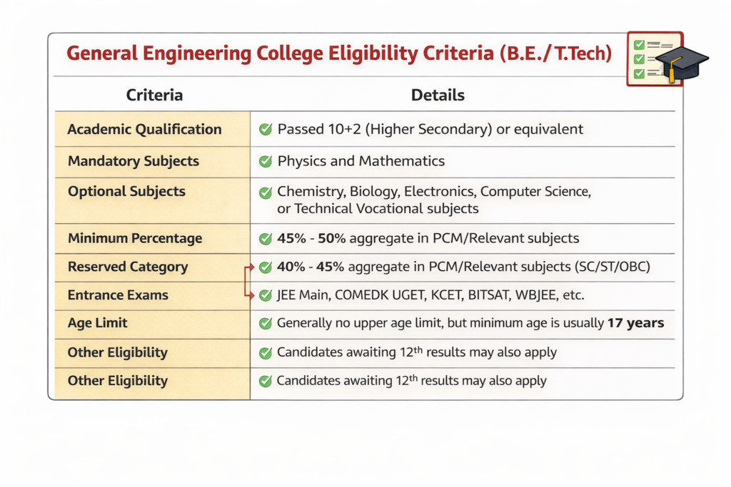 Engineering College Eligibility 