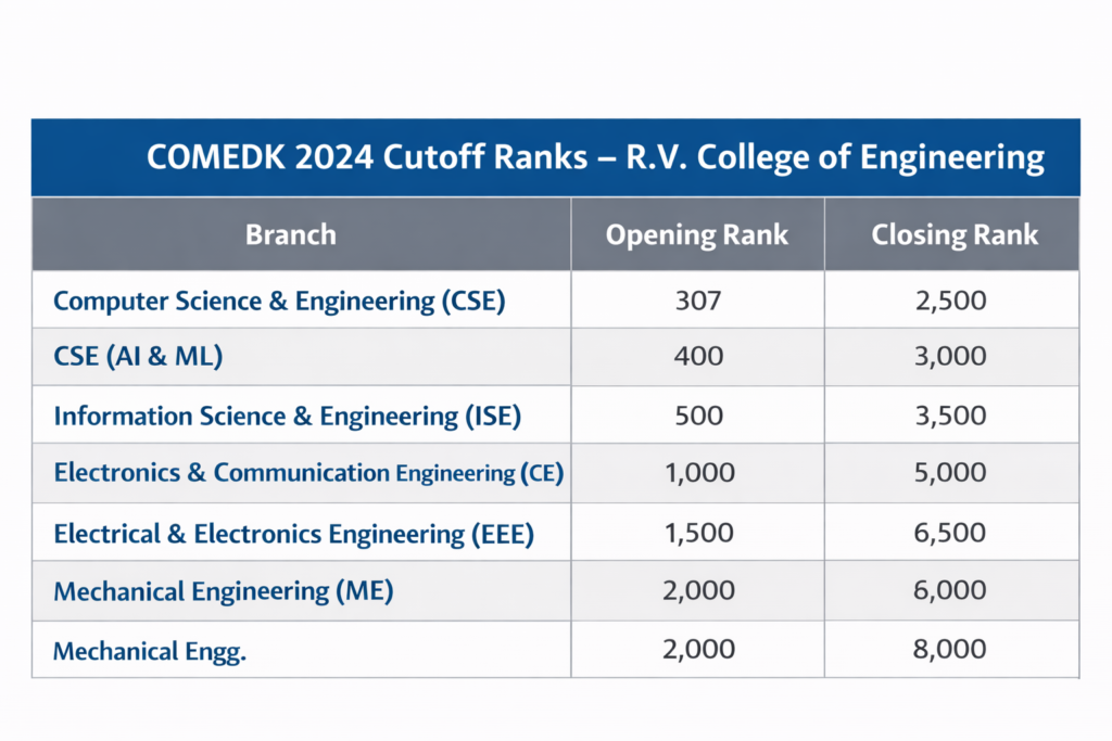 COMEDK 2024 Cutoff Ranks (Approximate)