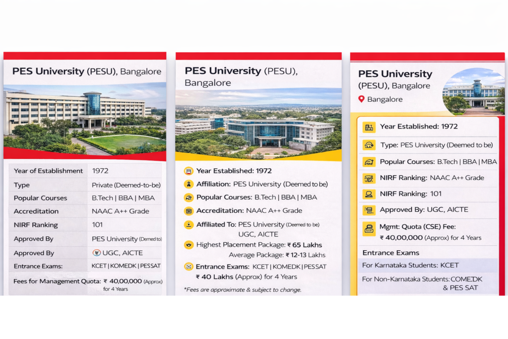 PES University (PESU) Direct Management Quota Admission