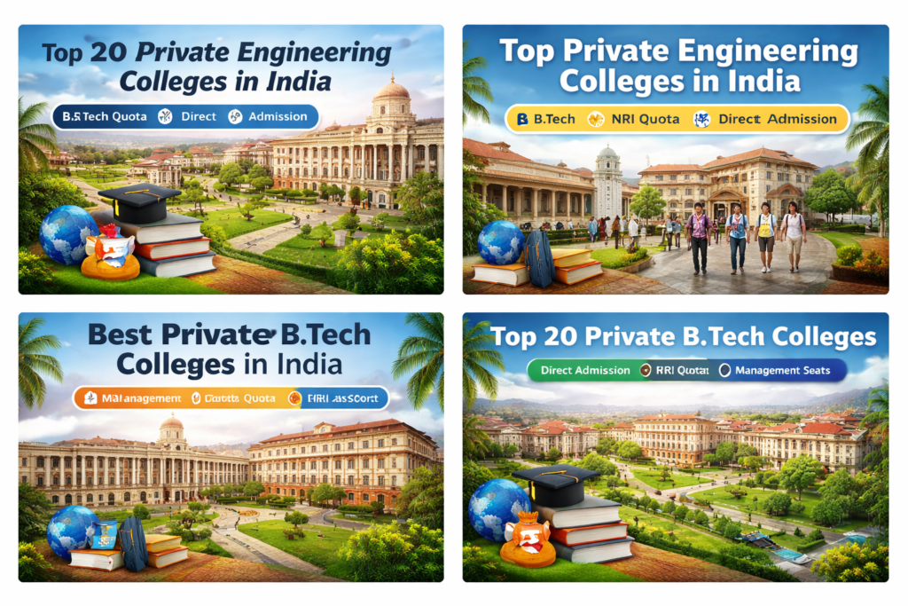Top 20 Private Engineering Colleges for B.Tech Courses in India: Get NRI / Management Quota / Direct Admission Guidance