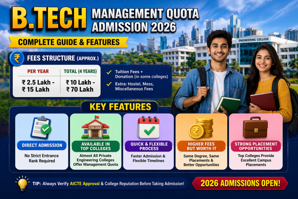 Btech Admission Through Management Quota Fees 2026