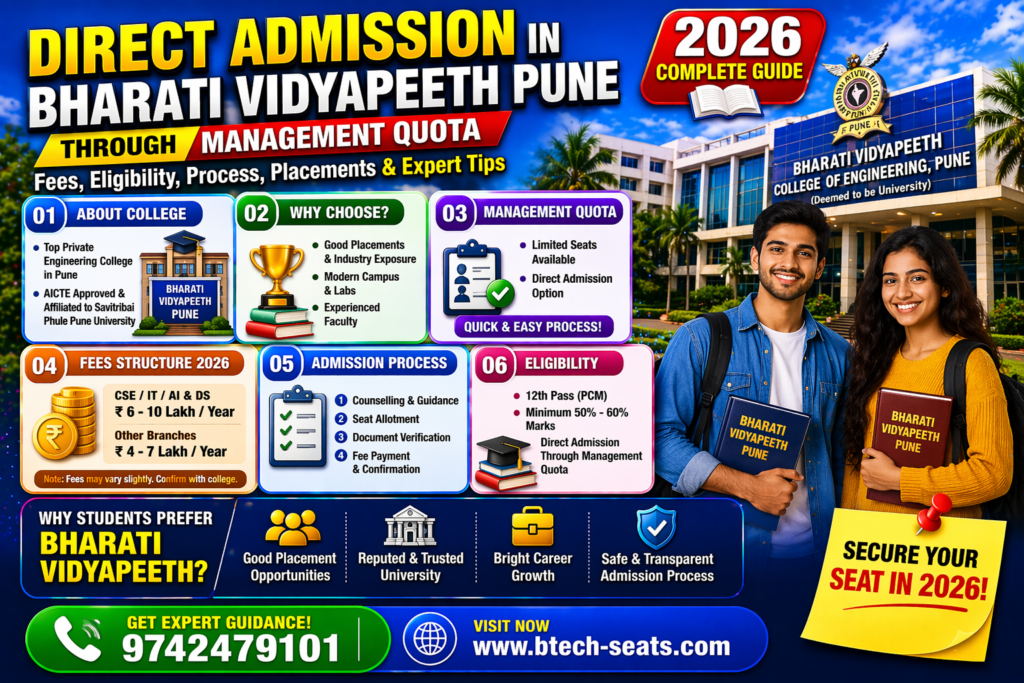 Direct Admission in Bharati Vidyapeeth College of Engineering Pune Through Management Quota 2026 — Fees, Process & Eligibility