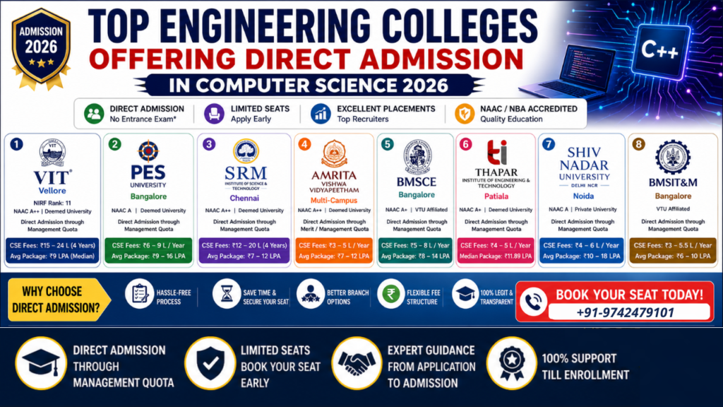 Top Engineering Colleges Offering Direct Admission in Computer Science 2026