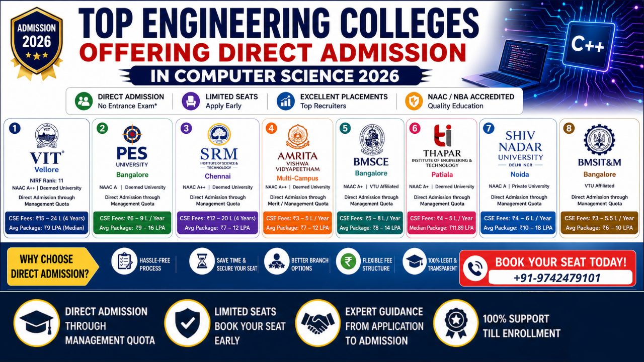 Top Engineering Colleges Offering Direct Admission in Computer Science 2026