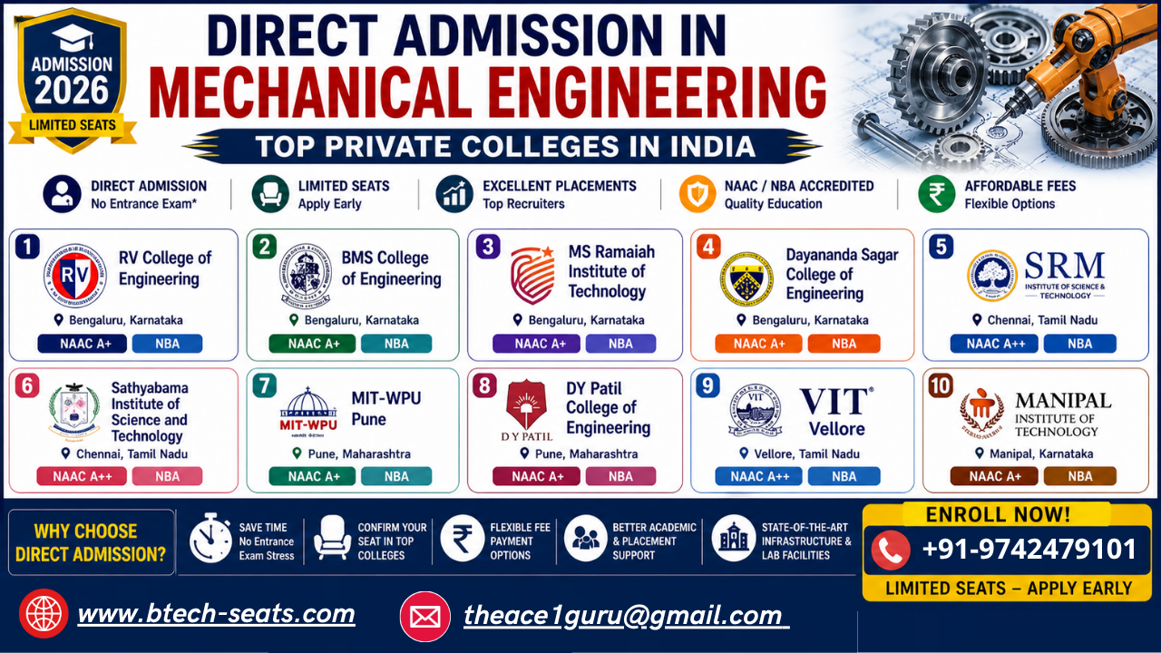 Direct Admission in Mechanical Engineering Colleges Without Entrance Exams